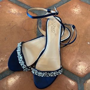 Jewel Badgley Mischka Navy Flat Sandals
